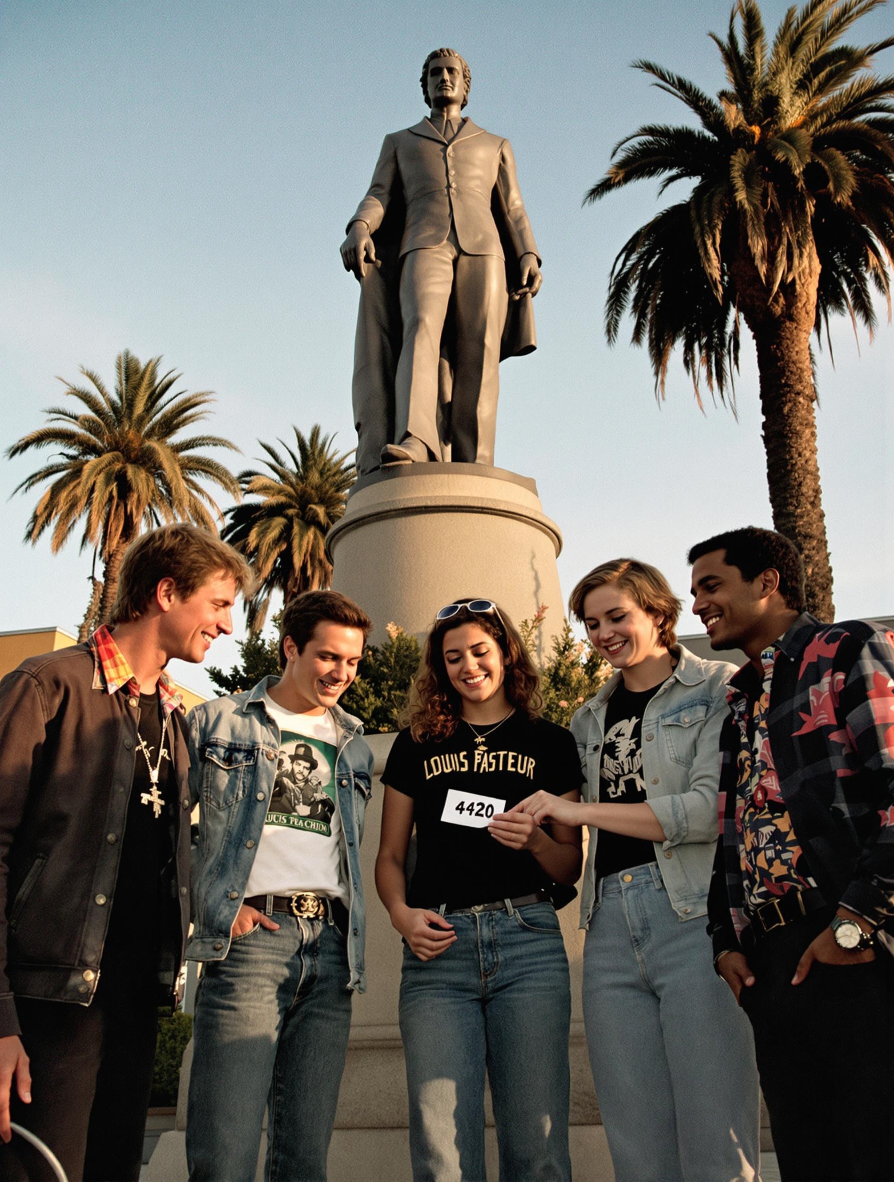 Waldos sous la statue Louis Pasteur - San Rafael années 70