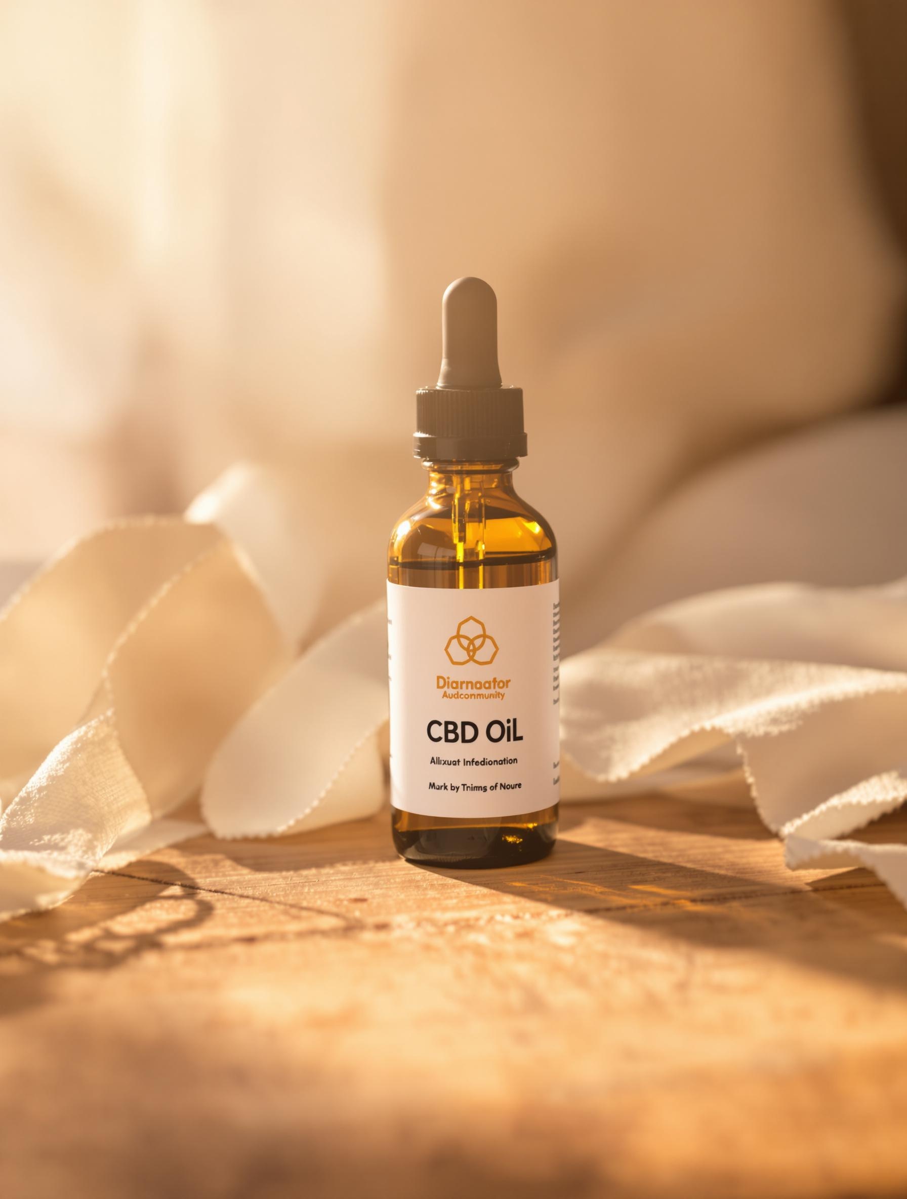 Bouteille d'huile CBD sur une table en bois