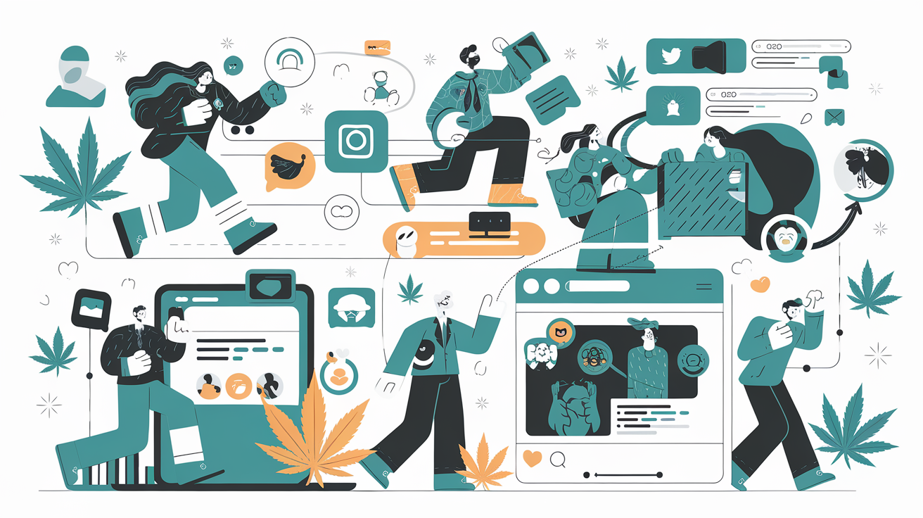 Illustration montrant la collaboration dans l'industrie du cannabis.