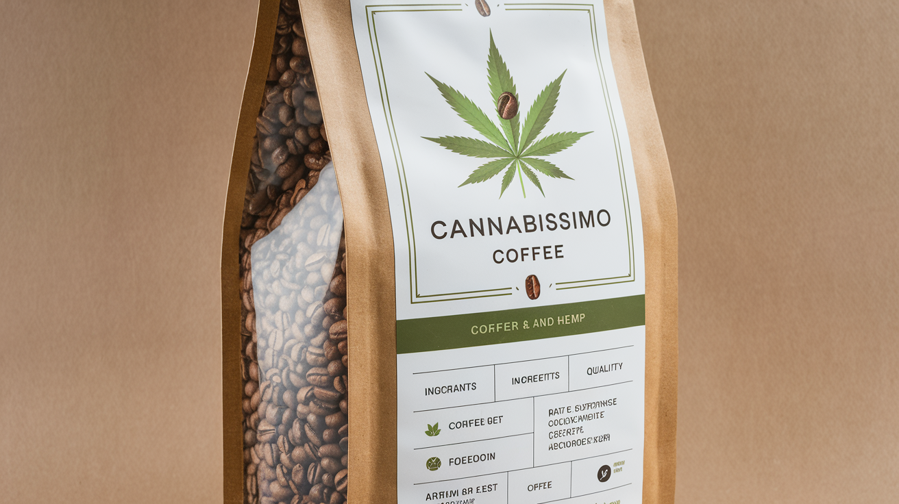 Un sachet de café Cannabissimo de 1 kg