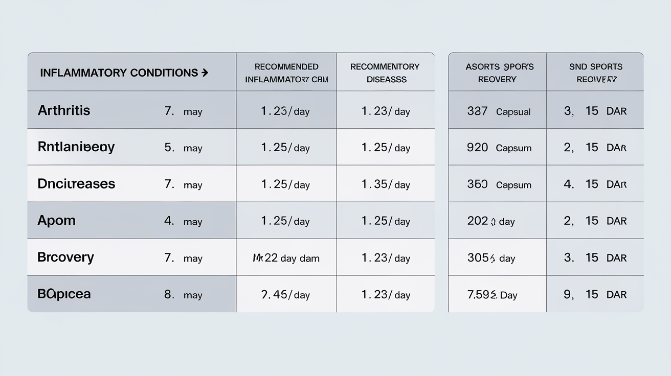 Tableau détaillant les doses recommandées selon les affections.