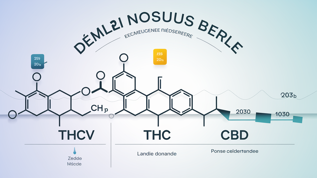 Illustration scientifique comparant les toxicités du THCV, THC et CBD.