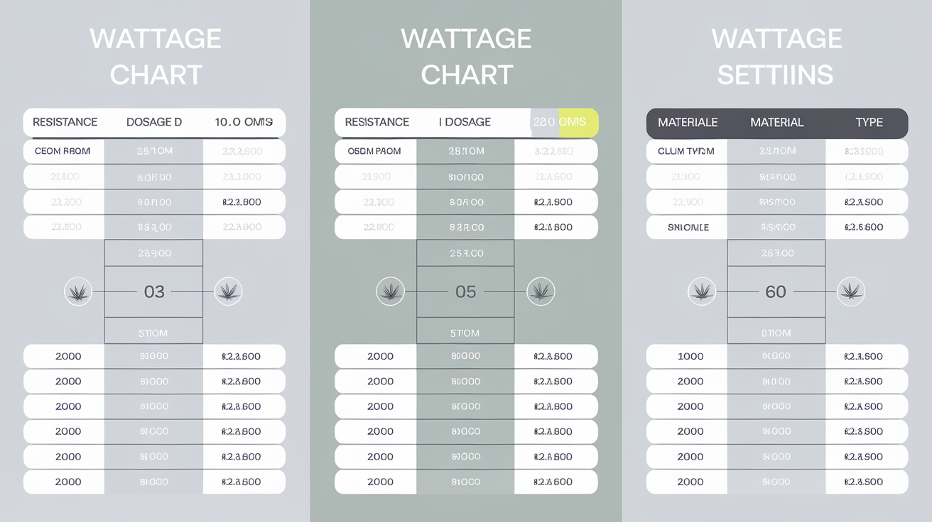 Comparison chart for vaping CBD with different wattage settings.