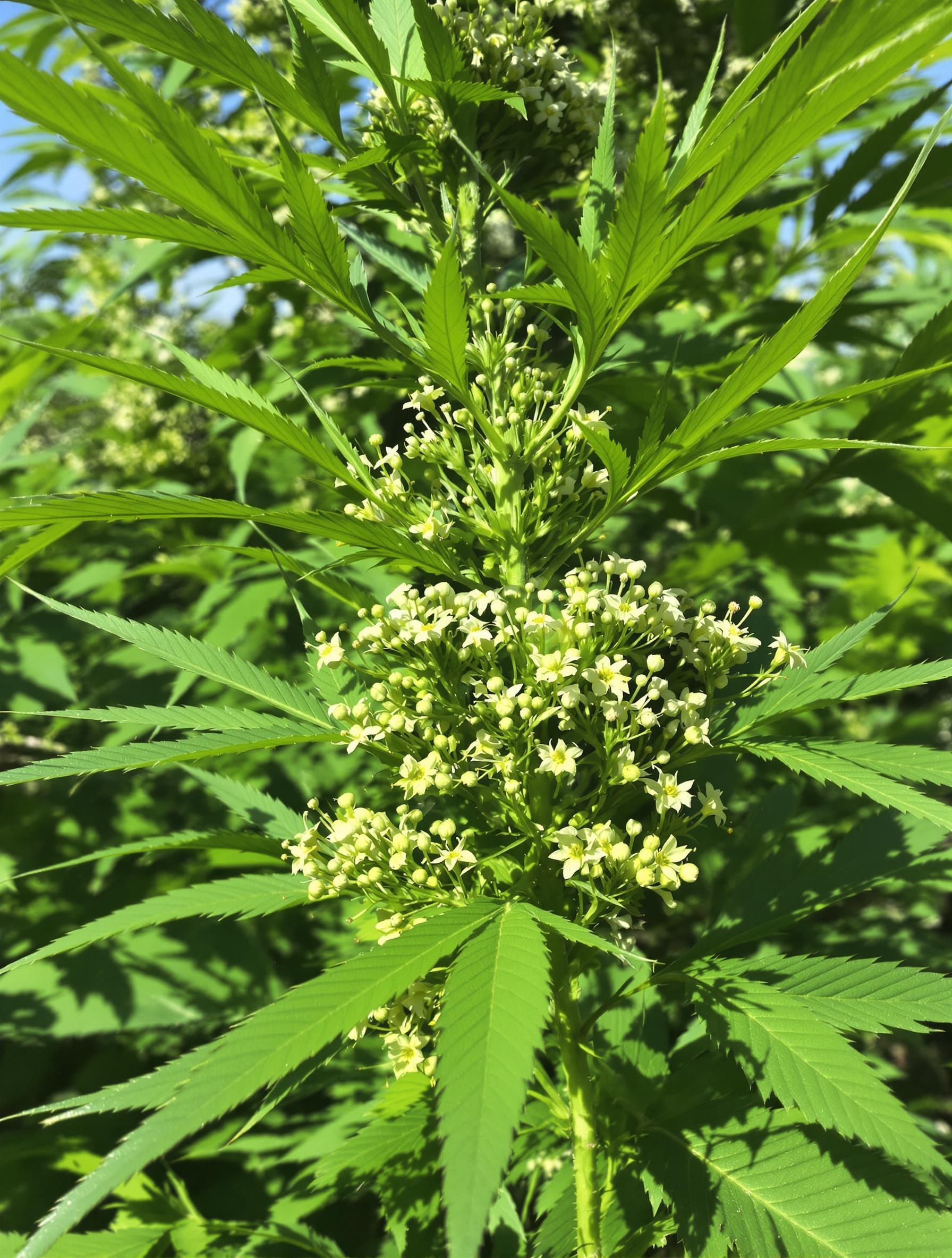 Gros plan sur une plante de chanvre