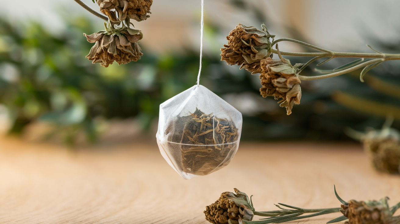 Boule à thé avec fleurs de CBD.