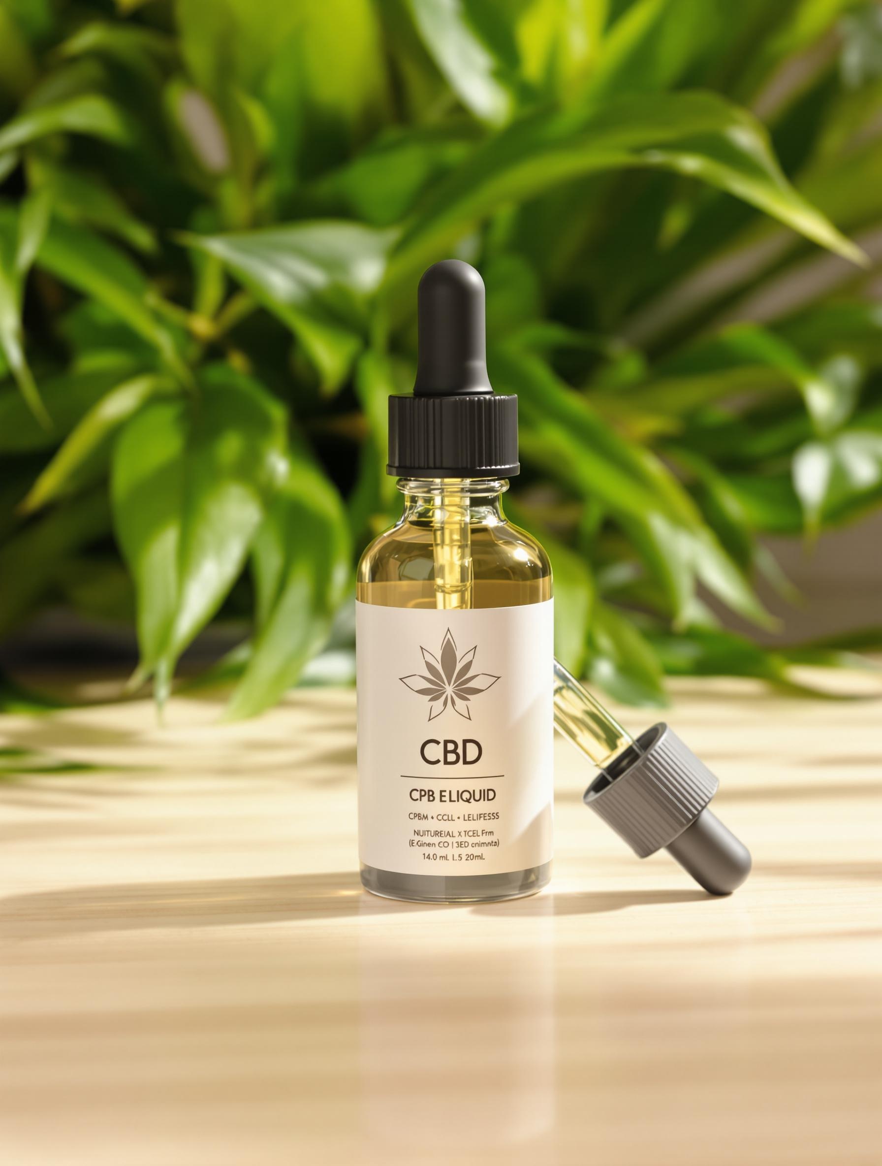 Flacon d'e-liquide CBD avec pipette.