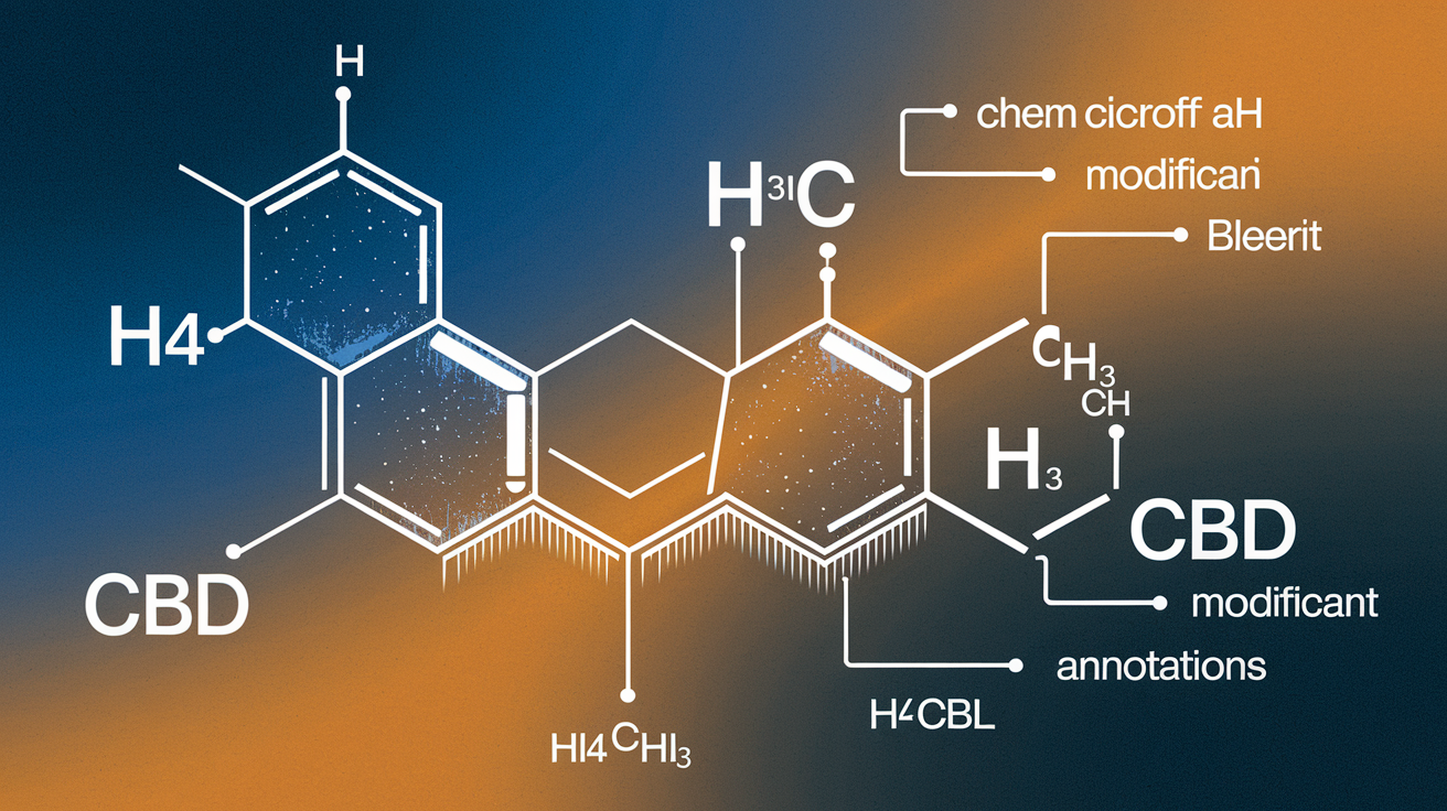 Illustration détaillée d'une molécule de CBD hydrogénée.