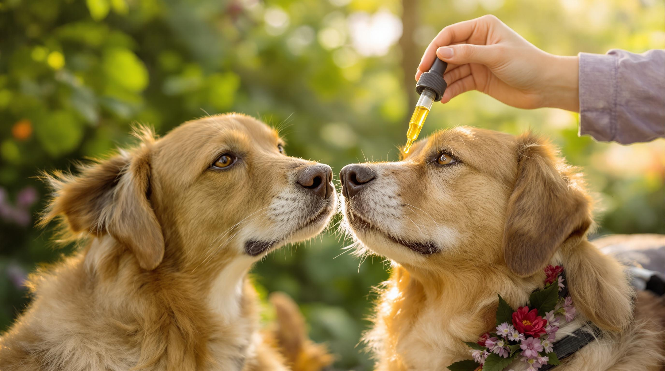 Une pipette d'huile CBD administrée à un chien.