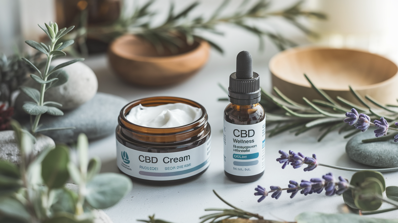 Produits bien-être au CBD : huiles, crèmes et plantes naturelles.