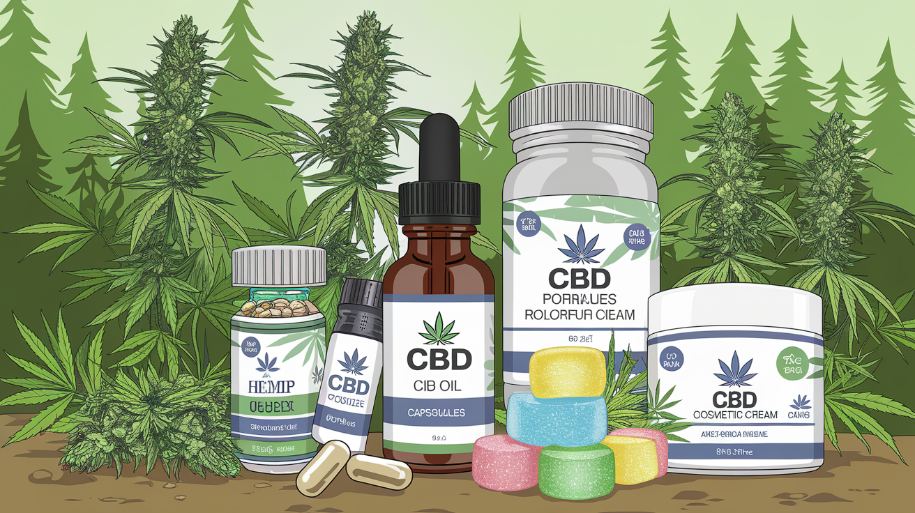 Illustration des différentes formes de produits CBD