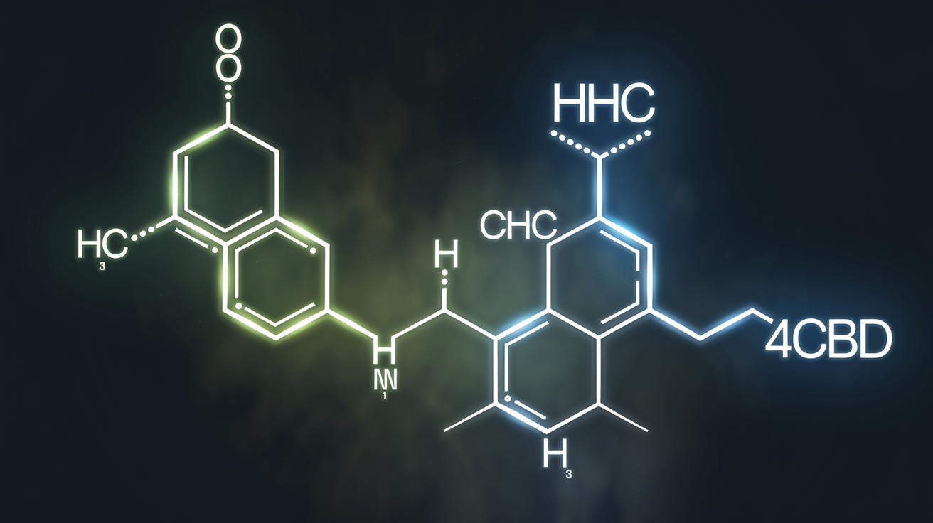Représentation chimique artistique et moderne du HHC et du H4CBD