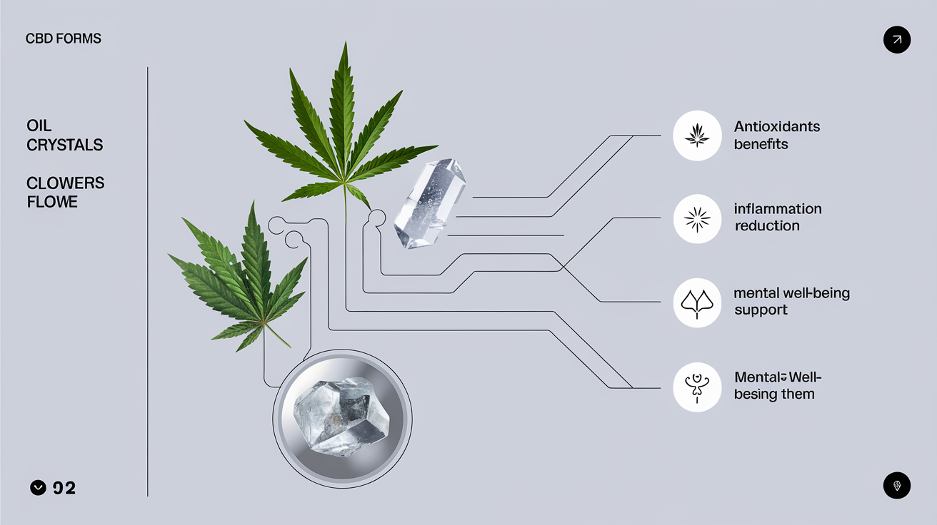 Tableau récapitulatif des bienfaits nutritionnels du CBD sous ses différentes formes.