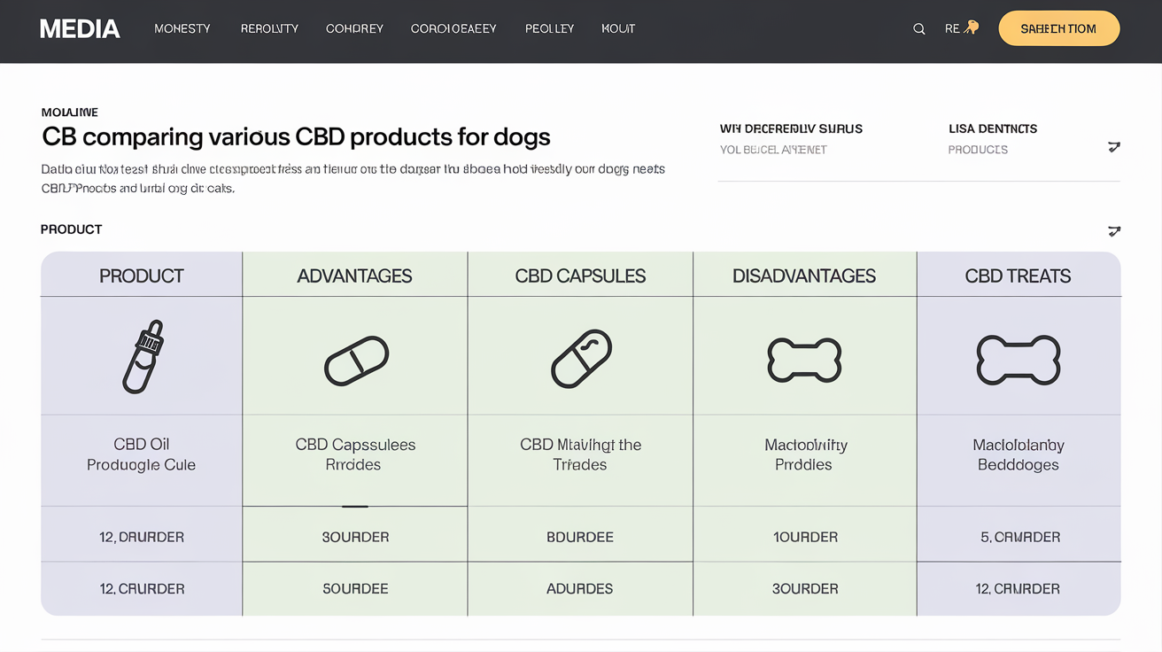 Comparatif des produits CBD pour chiens : huile, gélules et friandises.