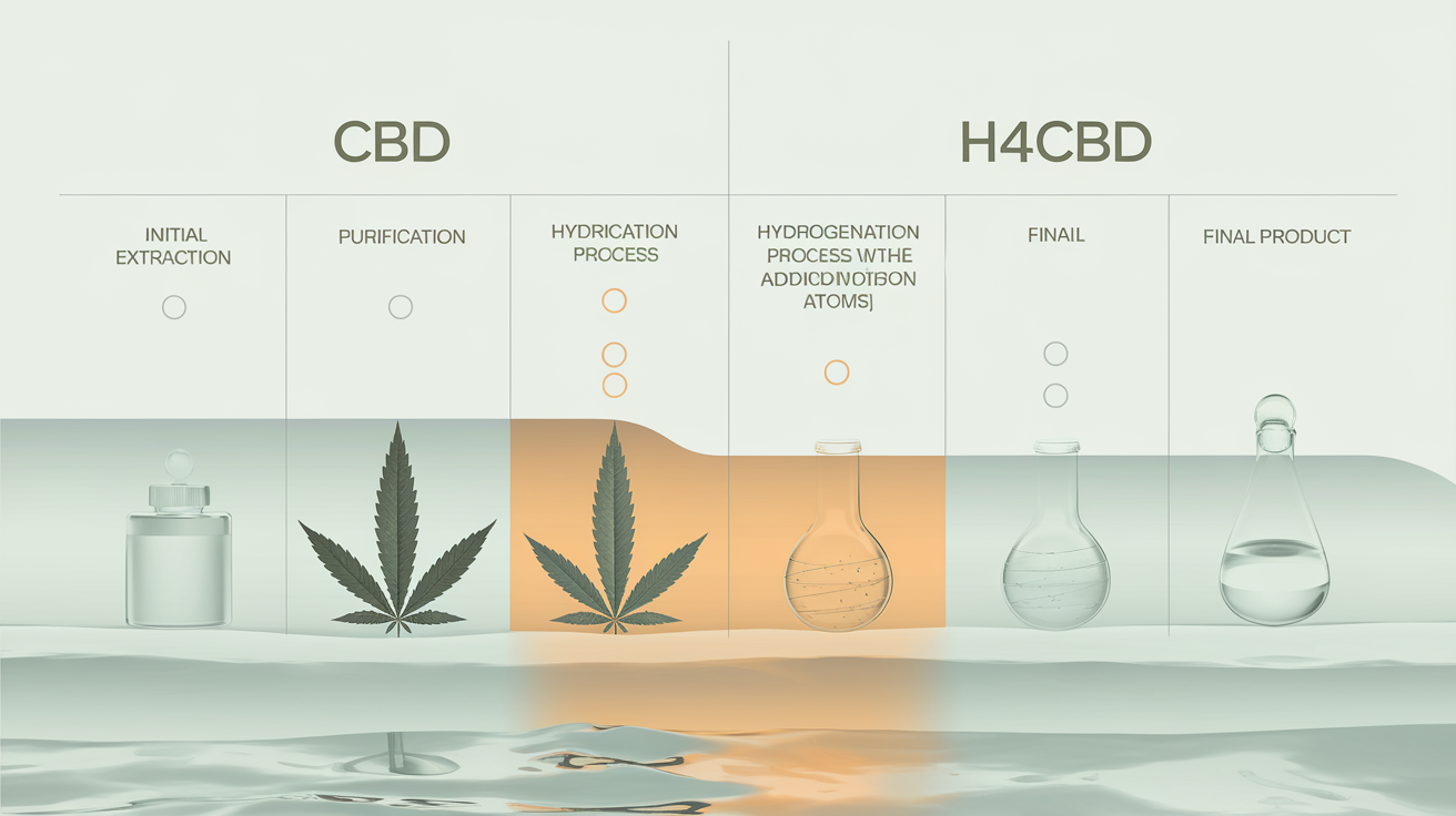 Comparaison des étapes de fabrication du CBD et du H4CBD