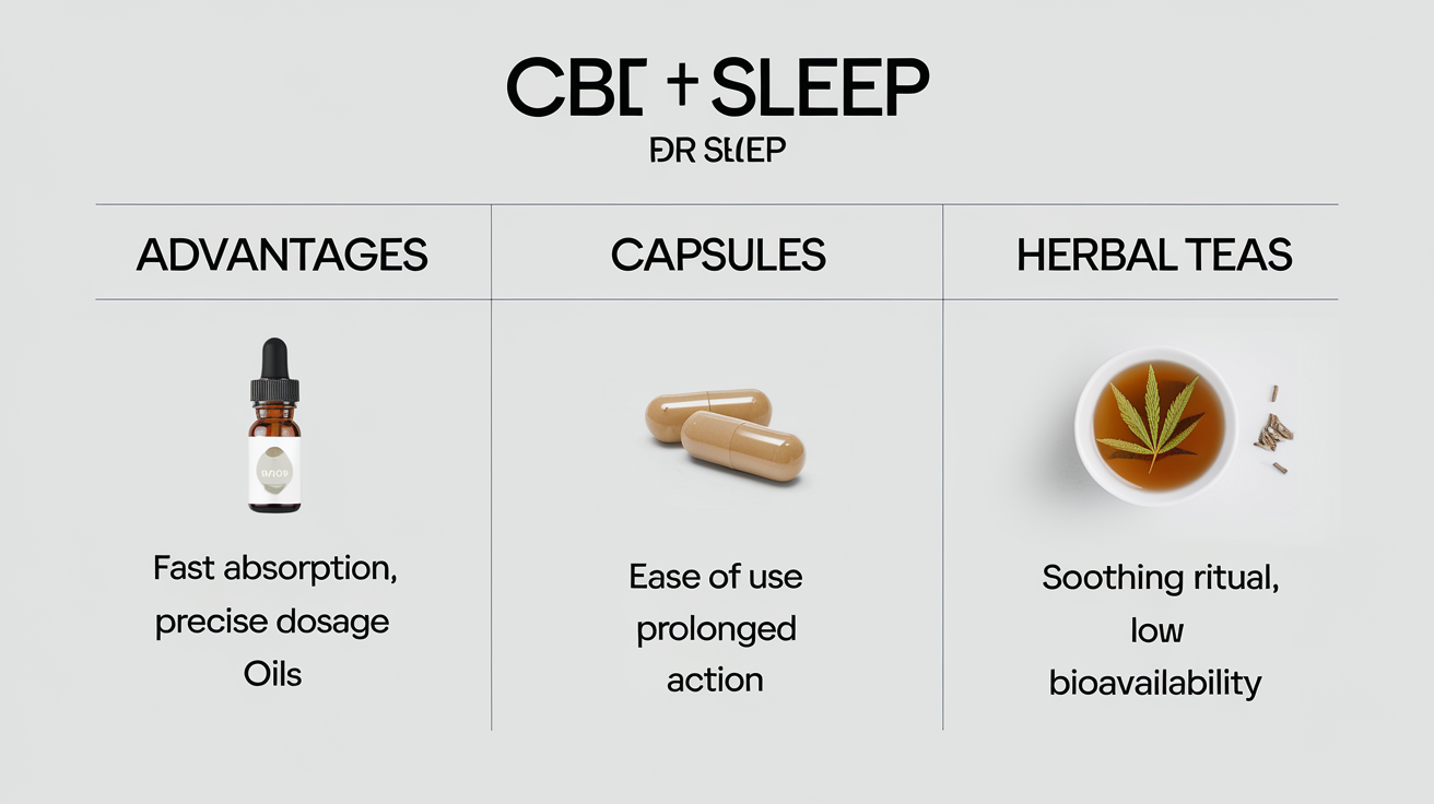 Tableau comparatif des formes de CBD pour le sommeil.