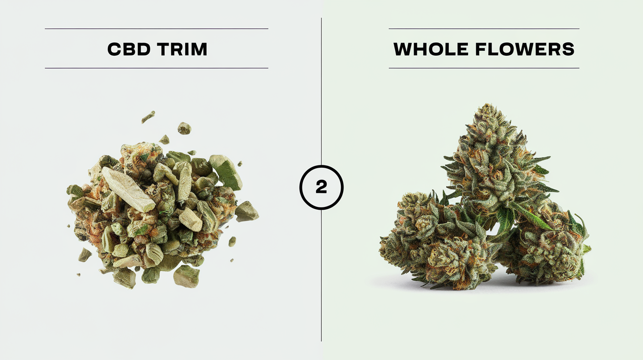 Comparaison entre trim CBD et fleurs entières