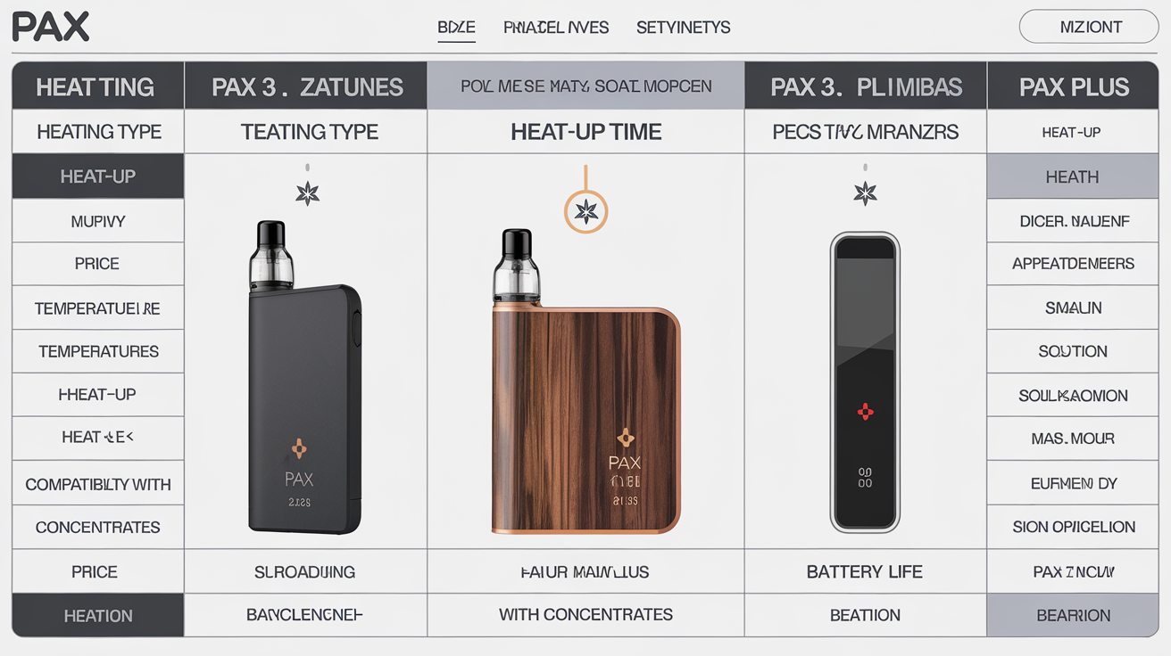 Tableau comparatif des vaporisateurs PAX