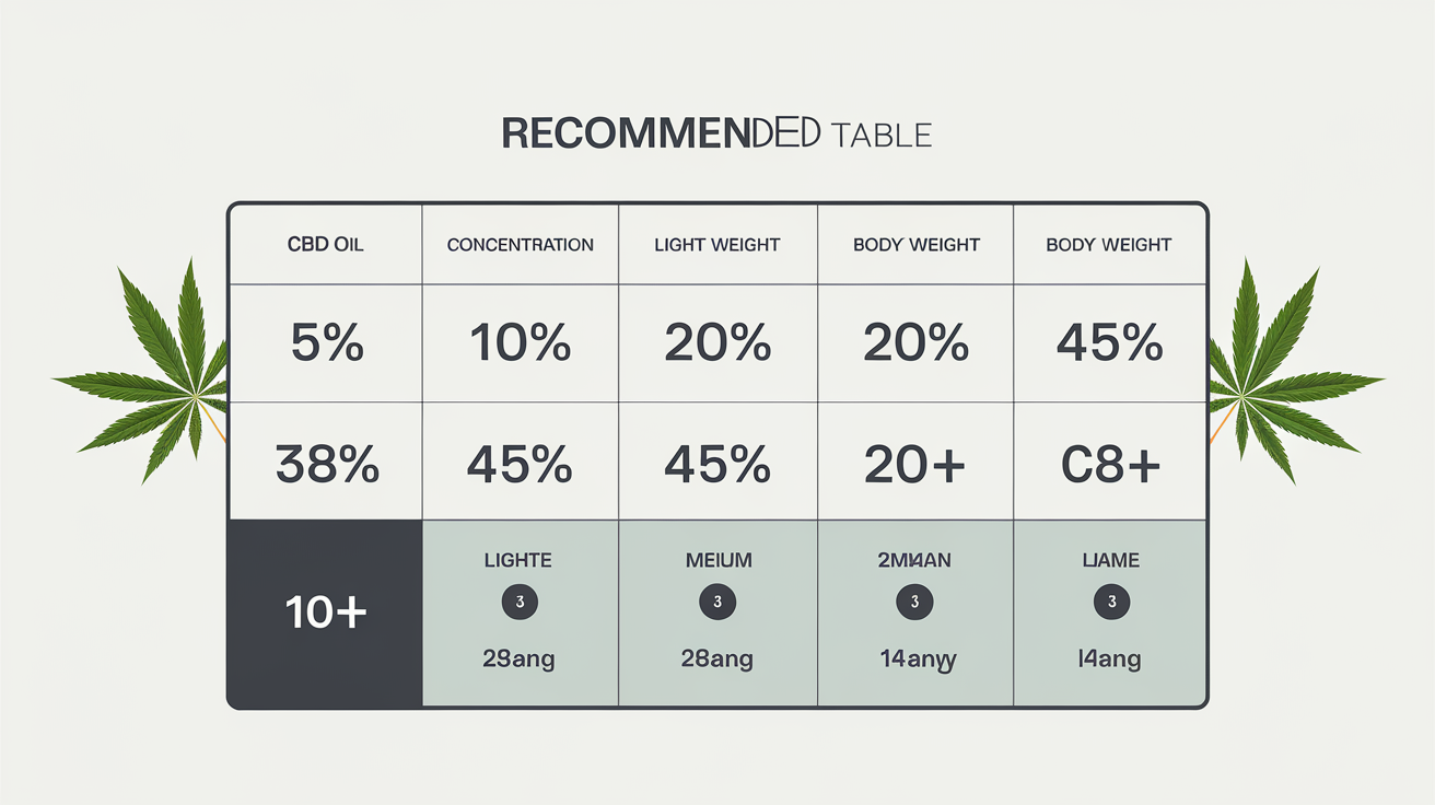 Tableau Dosage Huile CBD