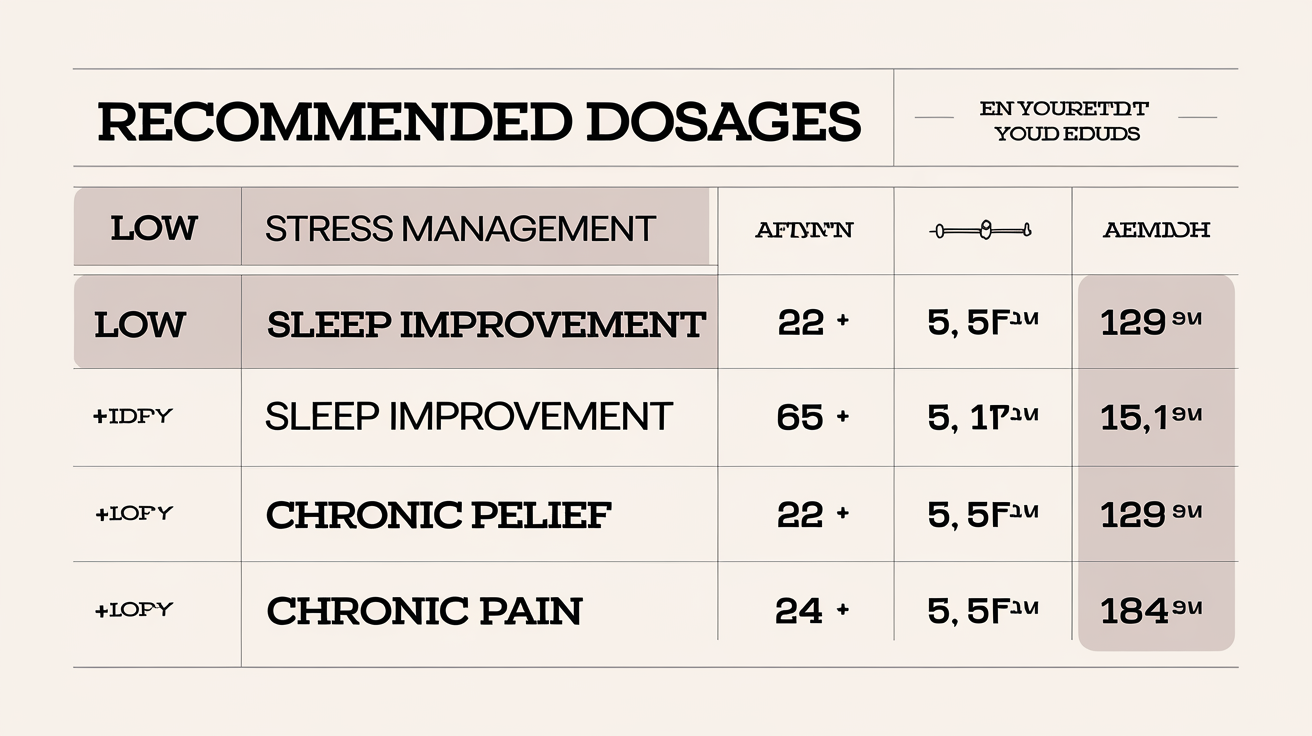 Tableau des dosages recommandés pour l'huile de CBD.