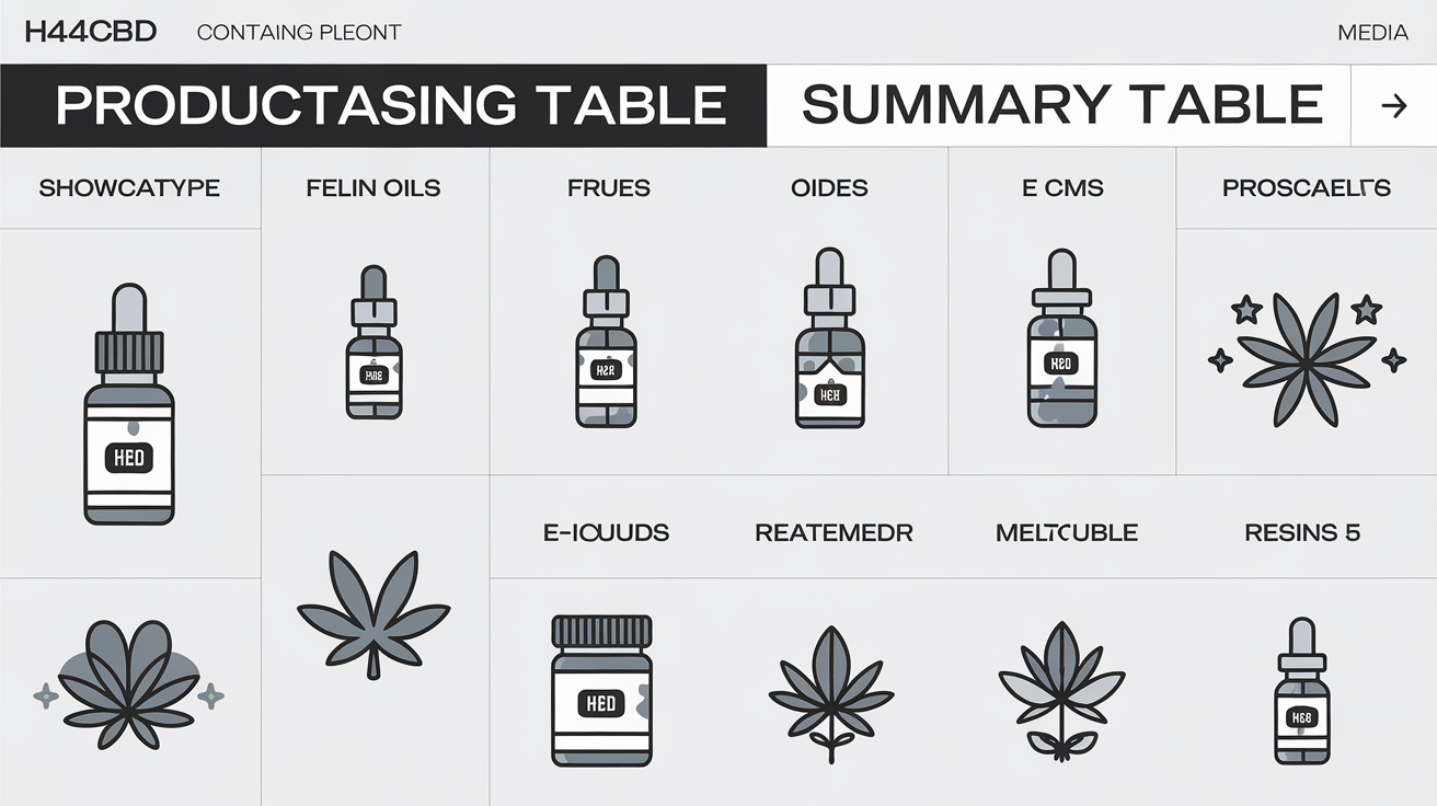 Tableau des produits contenant du H4CBD.